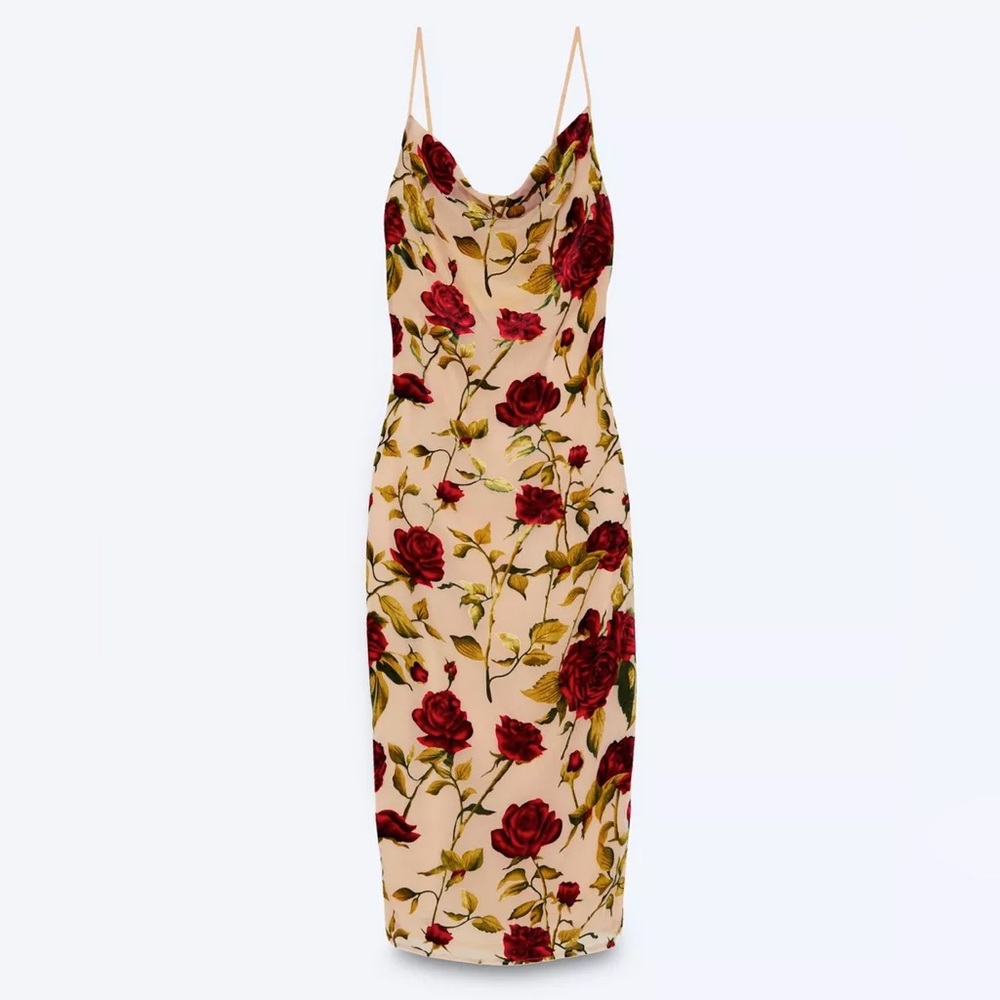 Nasty Gal Devore Floral Print Cowl Midi Slip Dress